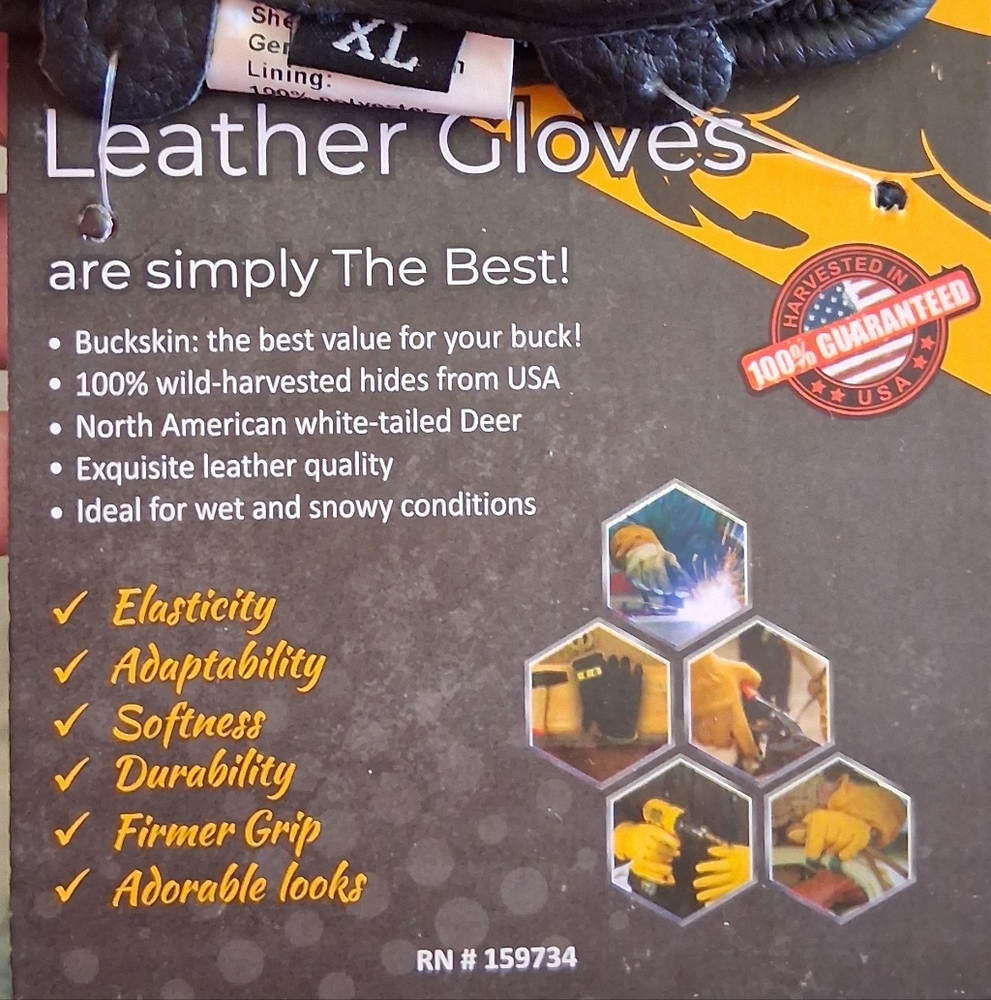 Genuine Deerskin Leather Gloves XL - Picture 3 of 11